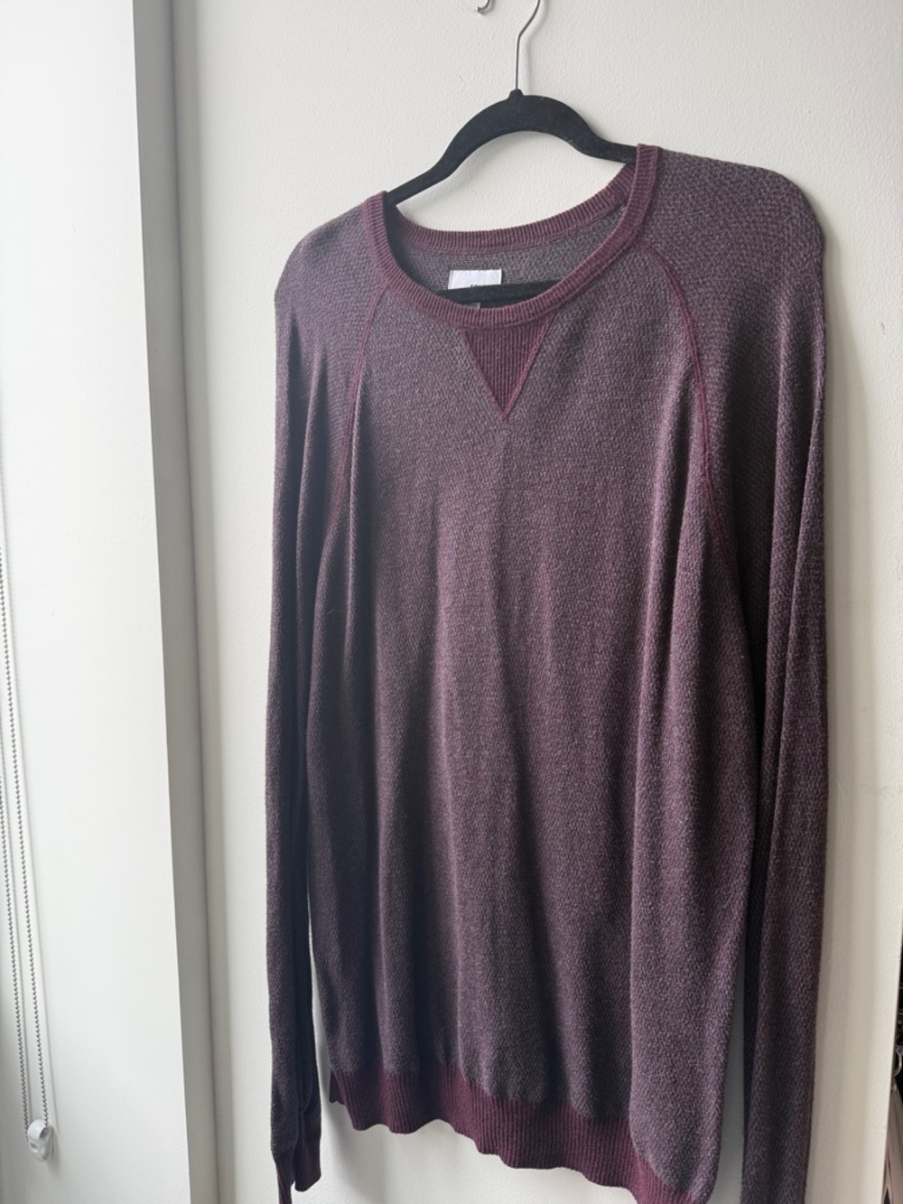 Sonoma Maroon and Heathered Gray Crewneck Sweater